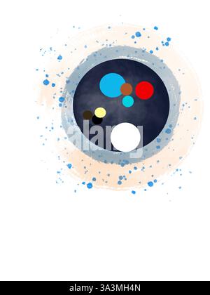 Black spheres digital orphism abstract art Stock Photo