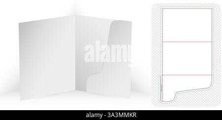 file folder business die cut templates designs 3d mock-up isolated white backgrounds for packaging branding, products compartments unique designs Stock Vector