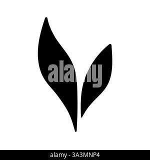 Silhouette of sprout with leaves. Illustration in flat style. Vector hand drawn illustration. Birth of a new life, beginning concept. Spring awakening Stock Vector