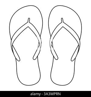 Flip flops continuous one line drawing, single line art element, minimalist sketch line vector illustration, summer travel holiday concept. Hand drawn Stock Vector