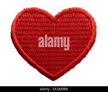 Red heart iron patch badge on white background with clipping path Stock Photo