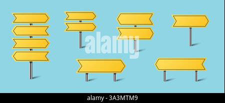 Yellow blank road sign isolated set Stock Vector