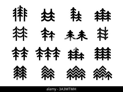 Christmas, pine, fir tree geometric logo collection Stock Vector