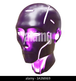 Robot head isolated on white. Humanoid face. Artificial Intelligence, AI concept. 3d render Stock Photo