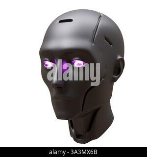 Robot head isolated on white. Humanoid face. Artificial Intelligence, AI concept. 3d render Stock Photo