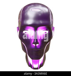 Robot head isolated on white. Humanoid face. Artificial Intelligence, AI concept. 3d render Stock Photo