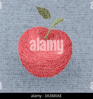 Red apple vector art mosaic illustration Stock Vector