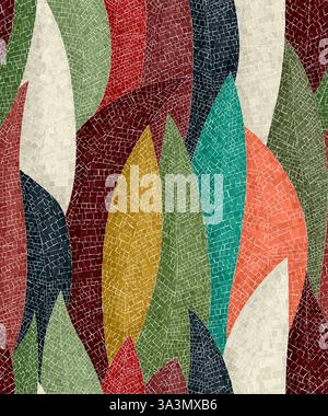 Abstract art vector, autumn leaf mosaic seamless pattern Stock Vector