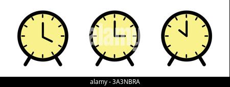 Clock Icon, Vector Illustration, User Interface Color Outline Stock Vector