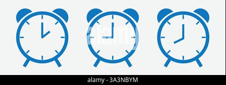Alarm clock icon in black. Stock Vector