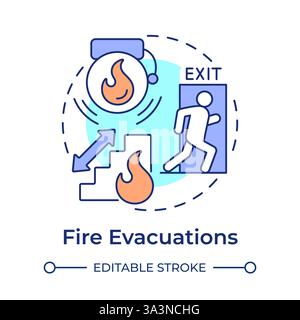 Fire evacuations multi color concept icon Stock Vector