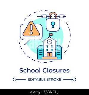 School closures multi color concept icon Stock Vector