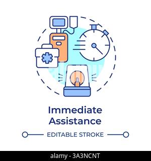 Immediate assistance multi color concept icon Stock Vector