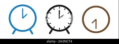 Clock Icon, Vector Illustration, User Interface Color Outline Stock Vector
