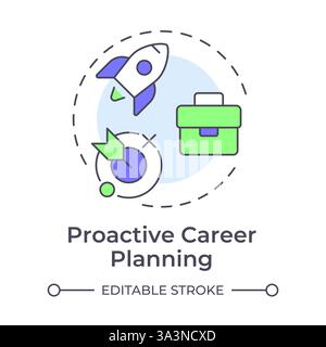 Proactive career planning multi color concept icon Stock Vector