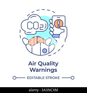 Air quality warnings multi color concept icon Stock Vector