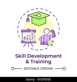 Skill development and training multi color concept icon Stock Vector