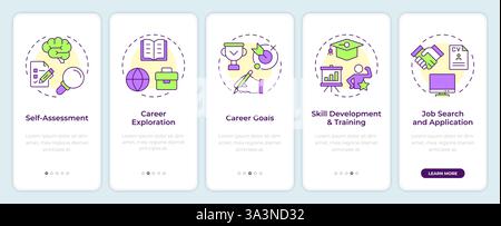 Career planning process onboarding mobile app screen Stock Vector