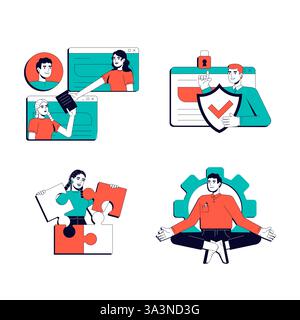Work communication vector illustration concept set Stock Vector