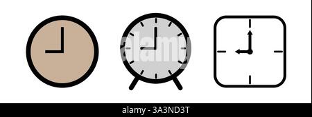 clock icon vector flat illustration design template Stock Vector