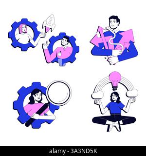 Problem solving vector illustration concept set Stock Vector