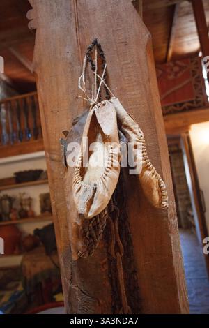 Old ancient leather woman shoes Stock Photo