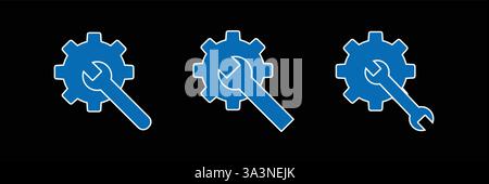 Gear and wrench vector icon. Stock Vector