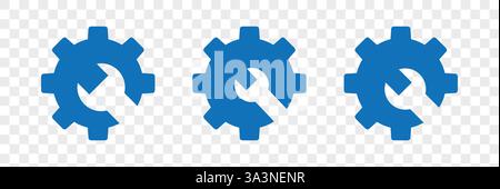 Gear and wrench vector icon. Stock Vector