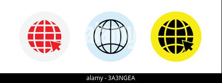 Global icon. Click website icon. Vector illustration flat Stock Vector