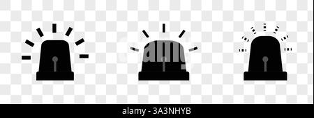 Emergency light, error and warning icon. Siren lamp signal vector. Stock Vector