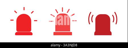Siren Icon. Red Emergency Flash. Car  Alarm Symbol. Stock Vector