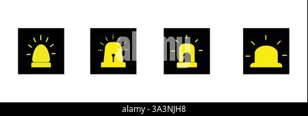 Emergency light, error and warning icon. Siren lamp signal vector. Stock Vector