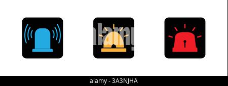 Police siren. Vector realistic pictures of fire or police siren Stock Vector