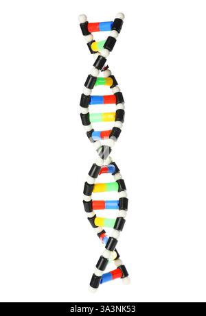 Colorful DNA structure model on white background Stock Photo - Alamy