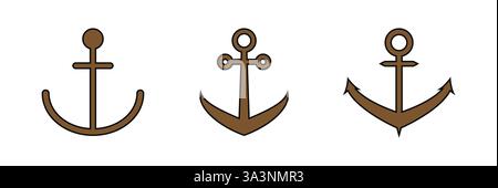 Boat anchor. Hand drawn boat anchor vector illustration. Vintage anchor engraving style drawing. Stock Vector