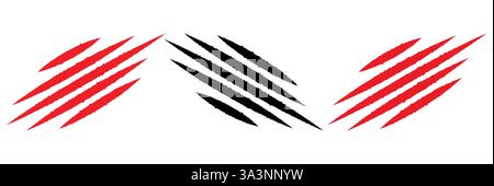 Animal claw scratches. Wild animal claws scratch texture. Vector illustration isolated on white background Stock Vector