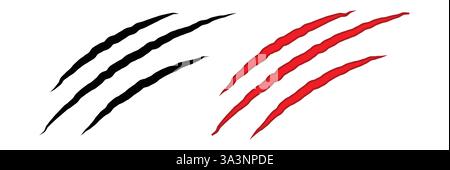 Animal claw scratches. Wild animal claws scratch texture. Vector illustration isolated on white background Stock Vector