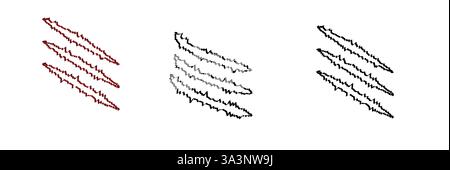 Scratch claws mark icon. Trace of wild animal, monster or dinosaur talons. Sharp torn edges texture isolated on white background. Stock Vector