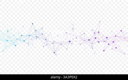 Abstract dynamic motion lines and dots connection background with plexus effect. Digital streaming background, wave flow. Dotted plexus stream Stock Vector