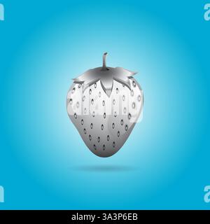 Red strawberry on glowing blue background Stock Vector