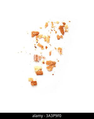 Heap of dry bread crumbs isolated on white Stock Photo