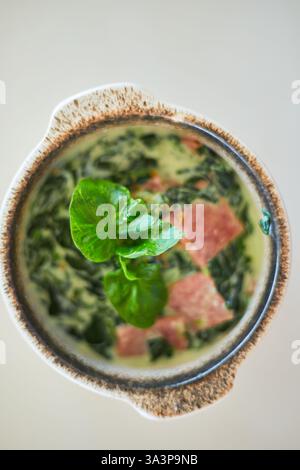 Close up Baked Spinach with Cheese Stock Photo