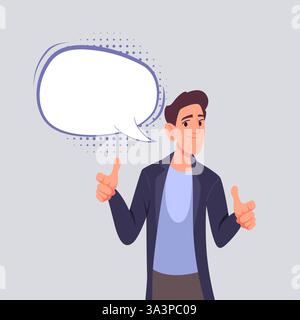 Pointing businessman. man standing with empty speech bubble Stock Vector