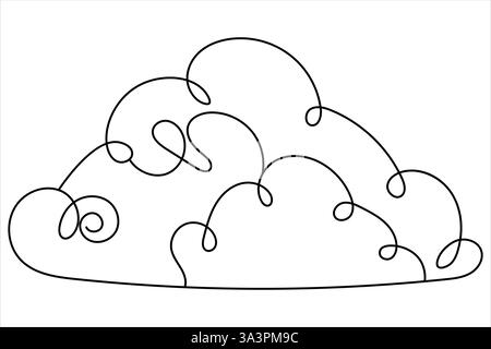 Cloud one line art of isolated outline vector drawing illustration Stock Vector