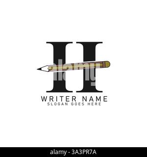 Letter H Pencil Logo Design. Alphabet H Lead Pencil Icon Stock Vector