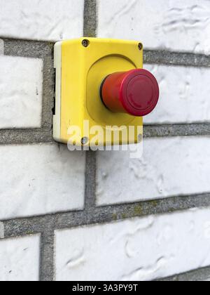 Emergency switch with red button for emergency stop emergency switch-off emergency stop, international Stock Photo