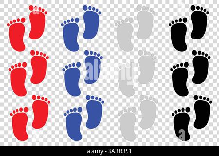 Human feet silhouette icon, stylized hand drawn footprints. Isolated vector illustration, logo design element. Stock Vector