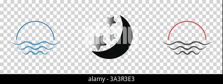 Day and night vector. Sun and moon glyph silhouette icon, black day and night symbol, flat vector simple element illustration isolated background. Stock Vector