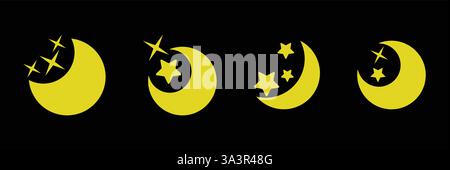 Nighttime moon vector icon in flat style. Lunar night illustration on isolated background. Moon business concept. Stock Vector