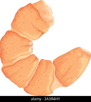 Cartoon shrimp. Raw or boiled seafood, tiger shrimps meat, king prawns without shell flat vector illustration icon. Ocean shrimps collection on white Stock Vector